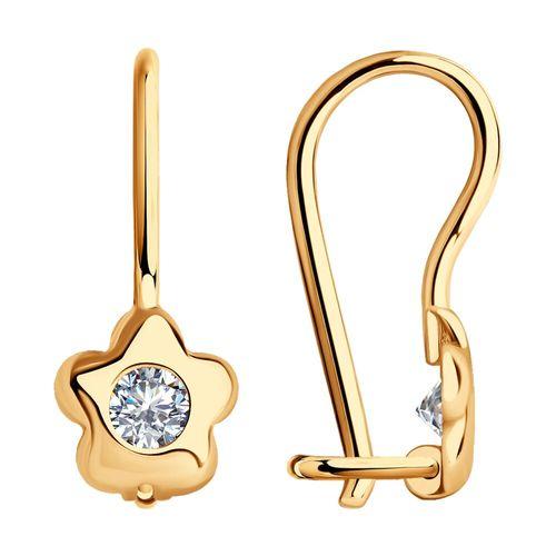 Серьги детские SOKOLOV, красное золото 585 проба, вставка фианит (SOKOLOV, Россия) — от 518.39 руб. в сети магазинов 7 карат забронировать в магазине Серьги детские SOKOLOV, красное золото 585 проба, вставка фианит