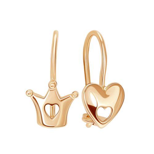 Серьги детские ZOLOTYE UZORY, красное золото 585 проба (ZOLOTYE UZORY, Россия) — от 529.20 руб. в сети магазинов 7 карат забронировать в магазине Серьги детские ZOLOTYE UZORY, красное золото 585 проба