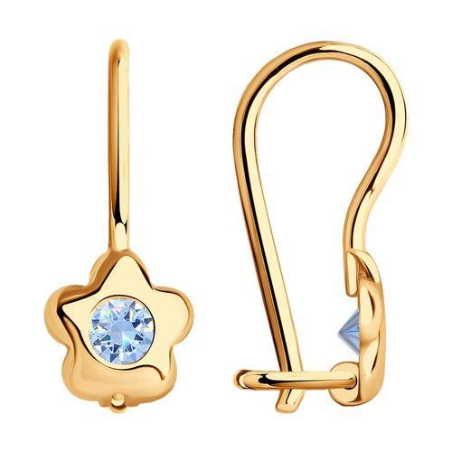 Серьги детские SOKOLOV, красное золото 585 проба, вставка фианит (SOKOLOV, Россия) — от 525.03 руб. в сети магазинов 7 карат забронировать в магазине Серьги детские SOKOLOV, красное золото 585 проба, вставка фианит