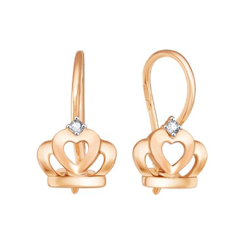 Серьги детские ZOLOTYE UZORY, красное золото 585 проба, вставка цирконий (ZOLOTYE UZORY, Россия) — от 524.40 руб. в сети магазинов 7 карат забронировать в магазине Серьги детские ZOLOTYE UZORY, красное золото 585 проба, вставка цирконий