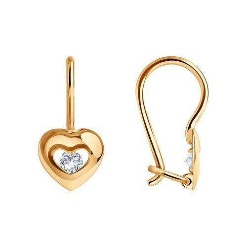 Серьги детские SOKOLOV, красное золото 585 проба, вставка фианит (SOKOLOV, Россия) — от 570.24 руб. в сети магазинов 7 карат забронировать в магазине Серьги детские SOKOLOV, красное золото 585 проба, вставка фианит