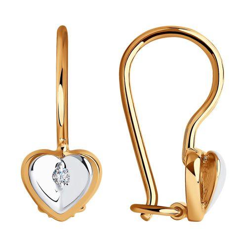 Серьги детские SOKOLOV, красное золото 585 проба, вставка фианит (SOKOLOV, Россия) — от 676.37 руб. в сети магазинов 7 карат забронировать в магазине Серьги детские SOKOLOV, красное золото 585 проба, вставка фианит