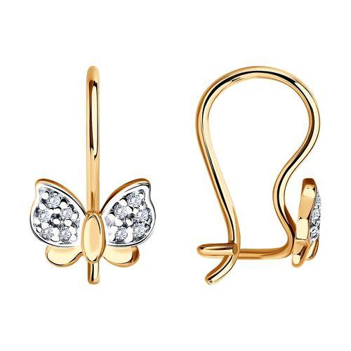 Серьги детские SOKOLOV, красное золото 585 проба, вставка фианит (SOKOLOV, Россия) — от 582.12 руб. в сети магазинов 7 карат забронировать в магазине Серьги детские SOKOLOV, красное золото 585 проба, вставка фианит