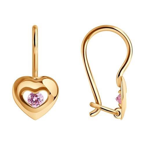 Серьги детские SOKOLOV, красное золото 585 проба, вставка фианит (SOKOLOV, Россия) — от 558.36 руб. в сети магазинов 7 карат забронировать в магазине Серьги детские SOKOLOV, красное золото 585 проба, вставка фианит