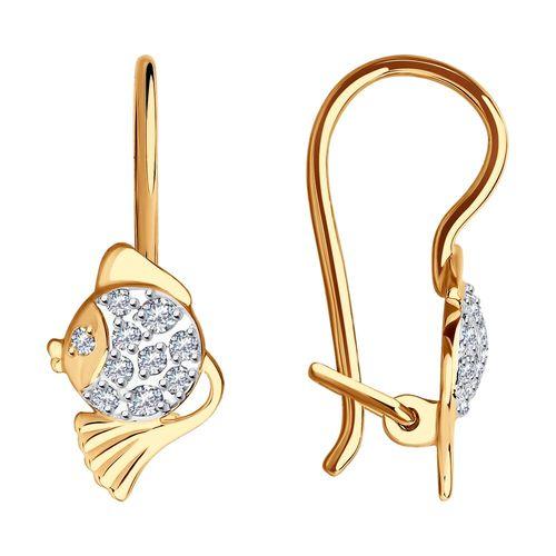 Серьги детские SOKOLOV, красное золото 585 проба, вставка фианит (SOKOLOV, Россия) — от 643.10 руб. в сети магазинов 7 карат забронировать в магазине Серьги детские SOKOLOV, красное золото 585 проба, вставка фианит