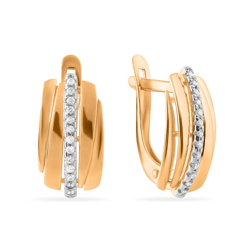 Серьги с английским замком SANIS, красное золото 585 проба, вставка фианит (SANIS, Россия) — от 1181.07 руб. в сети магазинов 7 карат забронировать в магазине Серьги с английским замком SANIS, красное золото 585 проба, вставка фианит