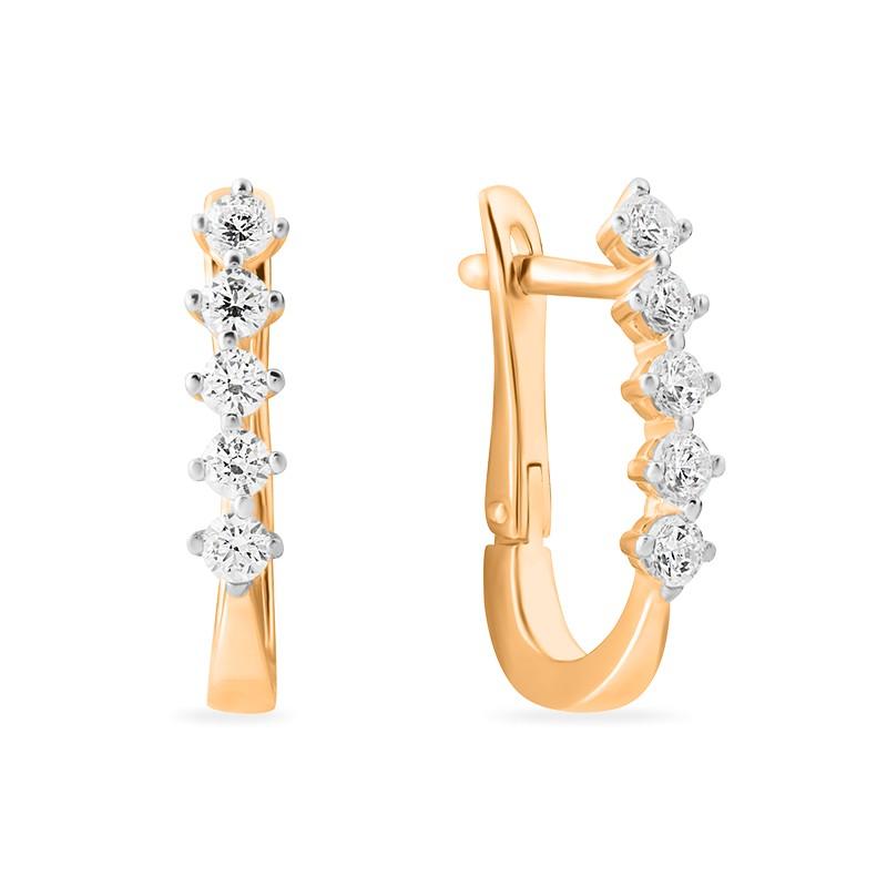 Серьги с английским замком SANIS, красное золото 585 проба, вставка фианит (SANIS, Россия) — от 1163.31 руб. в сети магазинов 7 карат забронировать в магазине Серьги с английским замком SANIS, красное золото 585 проба, вставка фианит