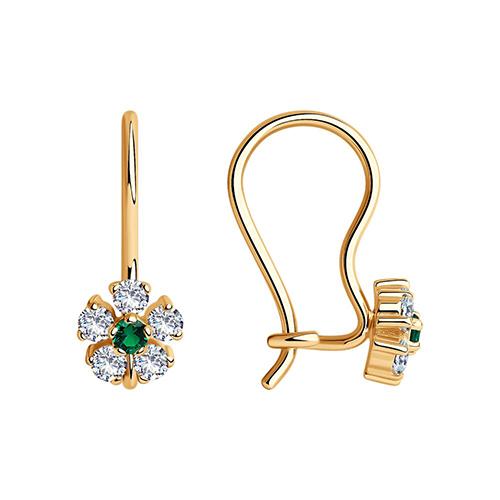 Серьги детские SOKOLOV, красное золото 585 проба, вставка фианит (SOKOLOV, Россия) — от 733.24 руб. в сети магазинов 7 карат забронировать в магазине Серьги детские SOKOLOV, красное золото 585 проба, вставка фианит