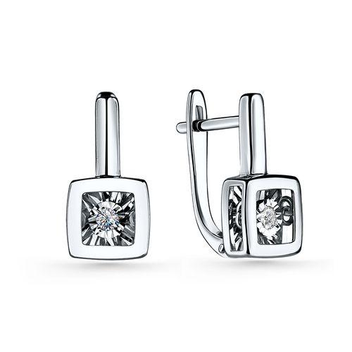 Серьги с английским замком Grigoriev, белое золото 585 проба, вставка бриллиант (Grigoriev, Россия) — от 3610.31 руб. в сети магазинов 7 карат забронировать в магазине Серьги с английским замком Grigoriev, белое золото 585 проба, вставка бриллиант