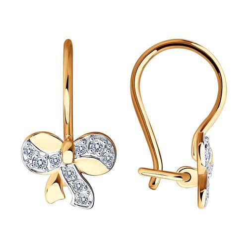 Серьги детские SOKOLOV, красное золото 585 проба, вставка фианит (SOKOLOV, Россия) — от 709.63 руб. в сети магазинов 7 карат забронировать в магазине Серьги детские SOKOLOV, красное золото 585 проба, вставка фианит