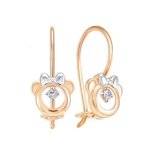 Серьги детские ZOLOTYE UZORY, красное золото 585 проба, вставка цирконий (ZOLOTYE UZORY, Россия) — от 640.32 руб. в сети магазинов 7 карат забронировать в магазине Серьги детские ZOLOTYE UZORY, красное золото 585 проба, вставка цирконий