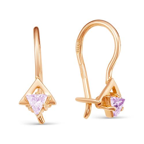 Серьги детские ZOLOTYE UZORY, красное золото 585 проба, вставка цирконий (ZOLOTYE UZORY, Россия) — от 447.12 руб. в сети магазинов 7 карат забронировать в магазине Серьги детские ZOLOTYE UZORY, красное золото 585 проба, вставка цирконий