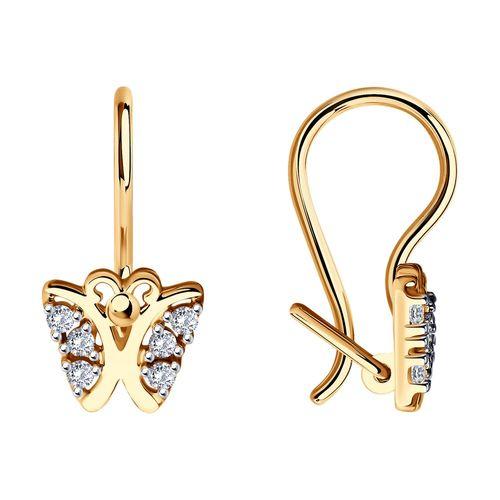 Серьги детские SOKOLOV, красное золото 585 проба, вставка фианит (SOKOLOV, Россия) — от 670.82 руб. в сети магазинов 7 карат забронировать в магазине Серьги детские SOKOLOV, красное золото 585 проба, вставка фианит