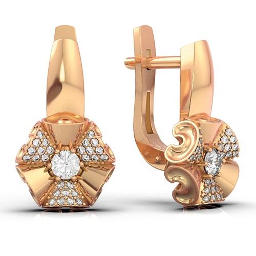 Серьги с английским замком Excelent, красное золото 585 проба, вставка бриллиант (Excelent, Россия) — от 5626.85 руб. в сети магазинов 7 карат забронировать в магазине Серьги с английским замком Excelent, красное золото 585 проба, вставка бриллиант