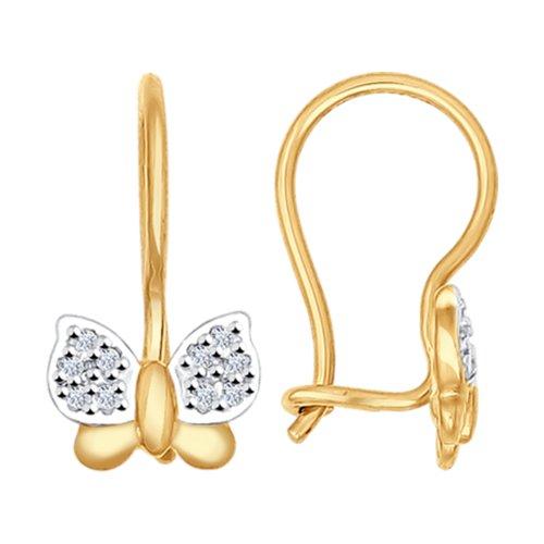 Серьги детские SOKOLOV, красное золото 375 проба, вставка фианит (SOKOLOV, Россия) — от 326.40 руб. в сети магазинов 7 карат забронировать в магазине Серьги детские SOKOLOV, красное золото 375 проба, вставка фианит