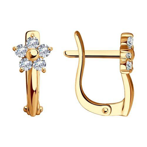 Серьги детские SOKOLOV, красное золото 585 проба, вставка фианит (SOKOLOV, Россия) — от 860.71 руб. в сети магазинов 7 карат забронировать в магазине Серьги детские SOKOLOV, красное золото 585 проба, вставка фианит